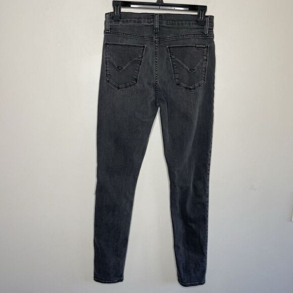 HUDSON Blair Super Skinny Jeans Women 27 Black Rip Knee Stretch - Picture 7 of 13